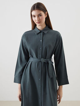 Keten Kar???ml? Kad?n G?mlek Elbise