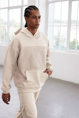 Vizon Oversize/Genis Kesim File Detayl? Kapusonlu Sweatshirt TMNAW25SW00173 - Trendyolmilla фото 2