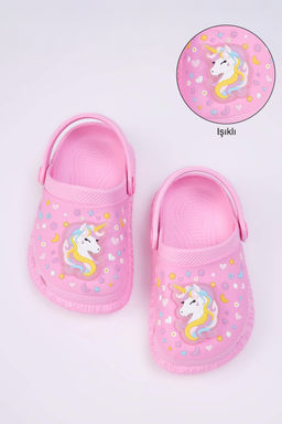 Pembe Is?kl? Onu Kapal? Unicorn Figur Detayl? K?z Cocuk Kids Sandalet Terlik TAKSS25TE00051