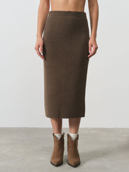 Юбка женская из пуха яка 8033 коричневая