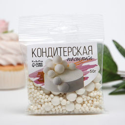 Цена за 2 шт. Кондитерская посыпка с мягким центром Жемчуг, белоснежная, 50 г - Кондимир фото 2