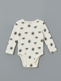 Bisiklet Yaka Bask?l? Erkek Bebek ??t??tl? Bodysuit 3l?