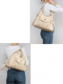 Сумка женская искусственная кожа Guecca-219 (рюкзак-change), 2отд, св.бежевый SALE 264059 - Adelia фото 9