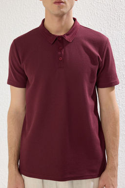 TRENDYOL MAN Siyah Slim/Dar Kesim Dokulu Dugmeli %100 Pamuklu Polo Yaka T-shirt TMNSS20PO0002 - Trendyolmilla фото 3