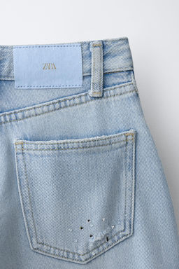 JEANS BALLOON ROTOS Y STRASS / Azul claro