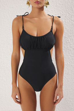 Trendyolmilla Siyah U Yaka Baglama Detayl? Drapeli Regular Mayokini TBESS25MY00002  фото 4