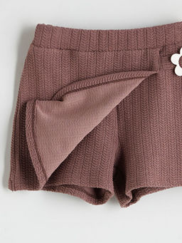 Beli Lastikli ?i?ek Detayl? K?z ?ocuk ?ort Etek