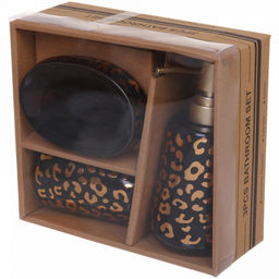 Набор для ванной из 3-х предметов керамический "Леопард" черный