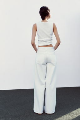 HIGH-WAIST TRF WIDE-LEG CROSSOVER WAIST JEANS - Zara фото 15