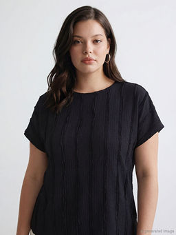 Bisiklet Yaka Dokulu Bluz