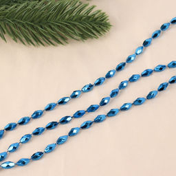 Цена за 4 шт. Бусы на ёлку 2 м d=3 мм Овалы грани синий - Зимнее волшебство фото 2