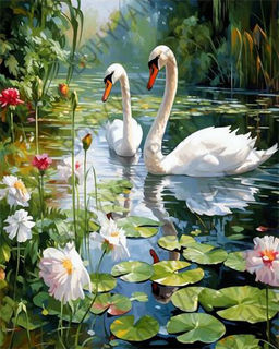 Алмазная мозаика на подрамнике 40x50 Лебеди / YSG28657 /уп 30/