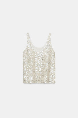 TOP TIRANTES LENTEJUELAS / Beige claro - Zara фото 13