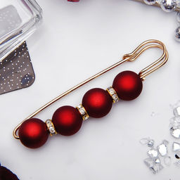 Цена за 2 шт. Булавка «Квартет» 8.5 см, шар №14, матовая, красная в золоте