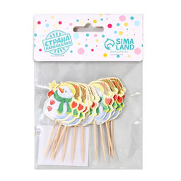 Шпажки для канапе Снеговик со звездой, набор 12 шт. - Страна карнавалия фото 2