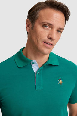 Erkek Koyu Ye_il Regular Fit Polo Yaka Basic Ti__rt