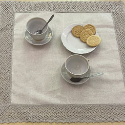 Салфетка 62 х 62 см льняная с кружевом