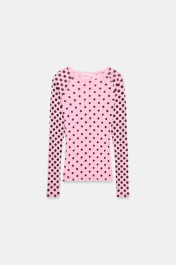 CAMISETA SUPIMA® MANGA LARGA LUNARES / Rosa - Zara фото 5