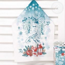 Полотенце 50*60 см. Синий иней рогожка хлопок 100%