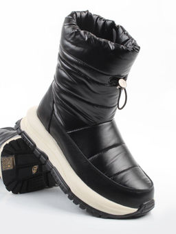 02-WA010-1M BLACK Сапоги Дутики зимние женские (натуральная кожа, курточная ткань, 100% шерсть) - Фабричный китай фото 7