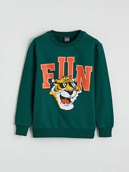 Bask?l? Erkek ?ocuk Sweatshirt