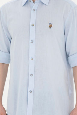 Мужская голубая базовая рубашка с длинным рукавом - U.s. polo assn фото 6