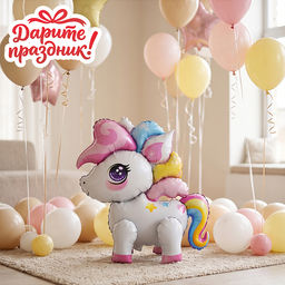 Интерьерное украшение  Фигура-шар "Единорожки" 56см