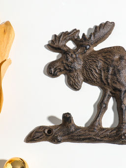 Крючки декоративные чугун "Лось на бревне" 23х15х2,2 см