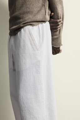 PANTAL?N RELAXED FIT JACQUARD LAVADO / Blanco - Zara фото 5