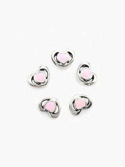 Цена за 5 шт. Шарм «Сердце» миниатюрное, розовый в серебре