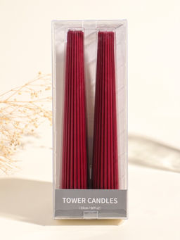 Набор свечей, 3.5х23 см, 2 шт "Башня" кармин 4х9,5х25 см