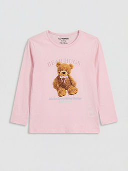 Bisiklet Yaka Bask?l? K?z ?ocuk Pijama Tak?m