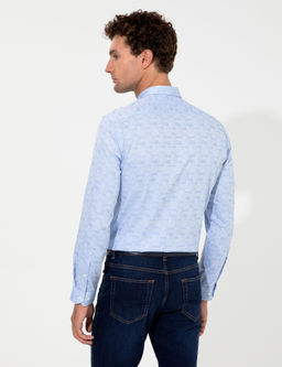 Синяя зауженная рубашка с длинным рукавом - Cacharel фото 5