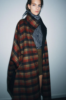ZW COLLECTION LIMITED EDITION WOOL BLEND CHECK CAPE - Zara фото 12