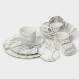 Тарелки глубокие Magistro Real Marble, 800 мл, 21×4.7 см, набор 2 шт., фарфор, белые