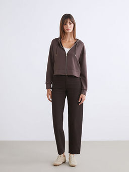 Kap??onlu Kad?n Fermuarl? Sweatshirt