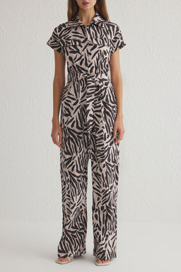 TRENDYOLMILLA Cok Renkli Kusakl? Soyut Desenli Beli Lastikli Viskon Icerikli Dokuma Tulum TWOSS25TU00007 фото 4