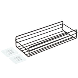 Полка прямоугольная, металлическая, окрашенная, настенная "Лофт" 1-ярусная, на липучках, 27,3х10,3х5,3см, s3мм, черный (Китай)