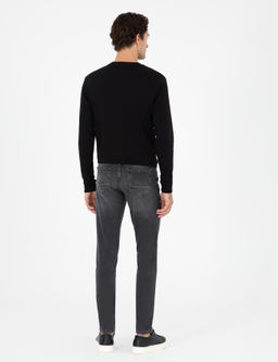 Темно-антрацитовые джинсовые брюки узкого кроя - Cacharel фото 4