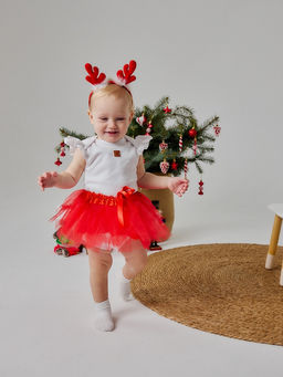 Набор для фотосессии «Крошка Я. Рождественский олененок»: юбка и ободок, красный, рост 68-92 см