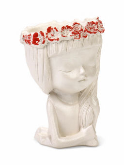 Декоративное кашпо для цветов Девушка с косой, 80 мл, 11?8?8 см, гипс, белое