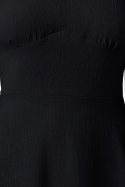 TRENDYOLMILLA Siyah A Kesim Balon Kol Detayl? V Yaka Mini Dokuma Elbise TWOAW25EL00270  фото 8