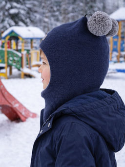 Шлем вязаный темносиний - Arctic kids фото 2