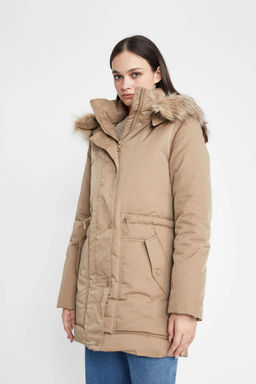 Водонепроницаемая парка из искусственного меха с капюшоном Relax Fit - Defacto фото 7