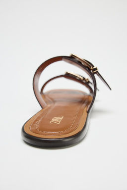 DOUBLE-STRAP BUCKLE FLAT SANDALS - Zara фото 5