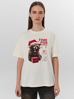 Футболка женская новогодняя с надписью Time for present