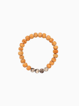 Браслет из сандалового дерева с агатом, длина 18 см, чёрный