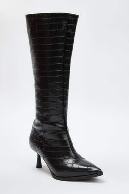 Siyah Kroko Sivri Burun Ince Topuklu Kad?n CizmeTAKAW26CZ00010 - Trendyolmilla фото 4