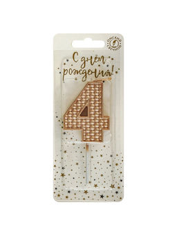 Цена за 2 шт. Свеча в торт на шпажке «Жемчужная», цифра 4, шампань