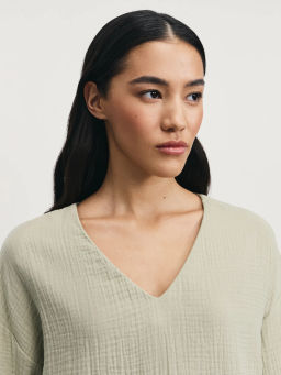 Рубашка из муслина с V-образным вырезом / Zarina  фото 6